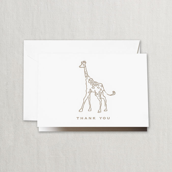 Letterpress Giraffe Thank You Note