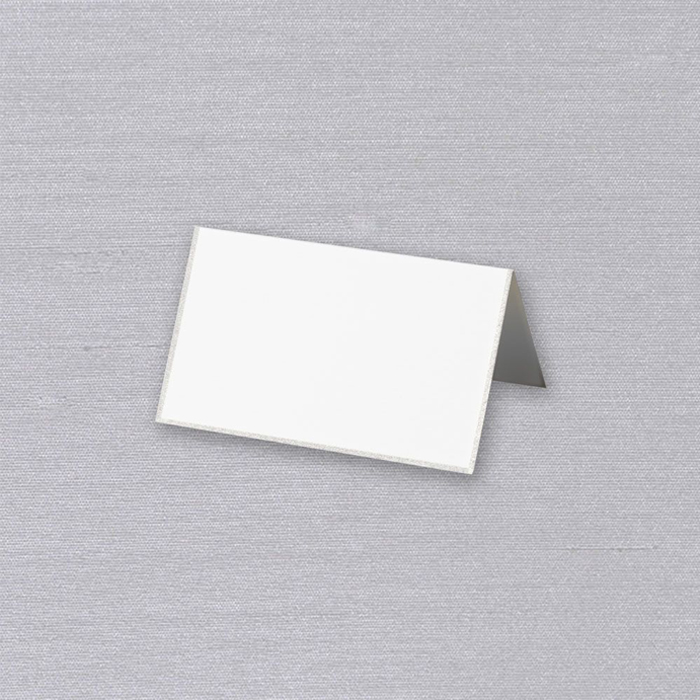 Engraved Platinum Border Pearl White Place Cards